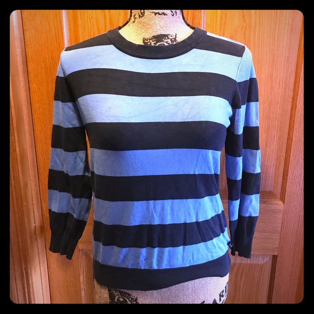 Micheal Kors striped light blue and navy sweater